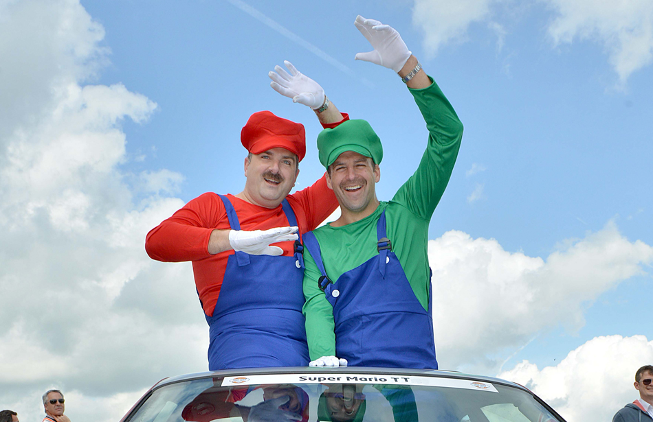Men in Mario and Luigi Costumes