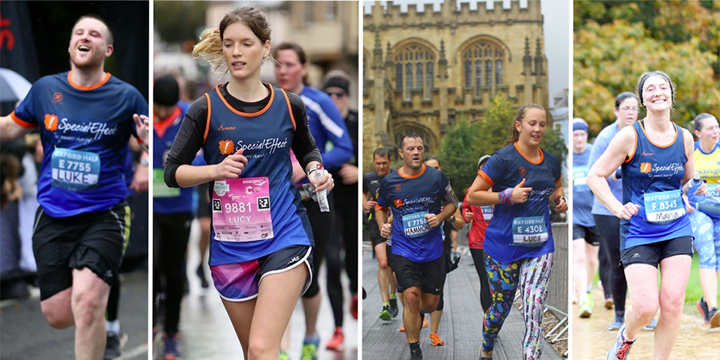 four images of city runners