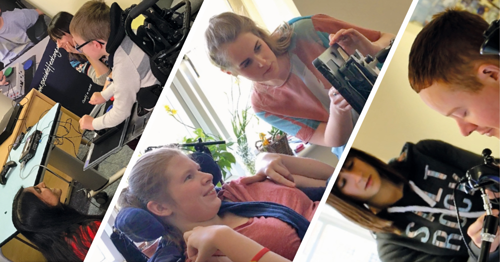 Montage of three images showing OTs working with people with disabilities